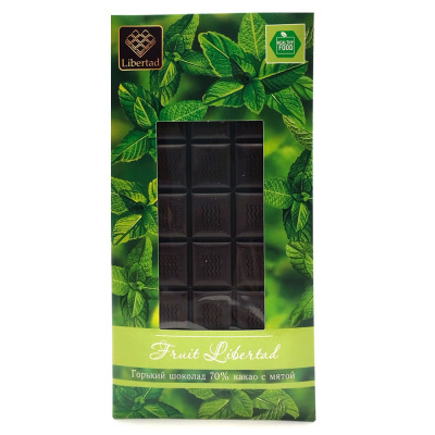 Шоколад горький "Fruit Libertad" с мятой 80 гр Шоколад горький "Fruit Libertad" с мятой 80 гр