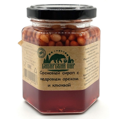 Сосновый сироп с кедровым орехом и клюквой (Сибирский пир) 240 гр
